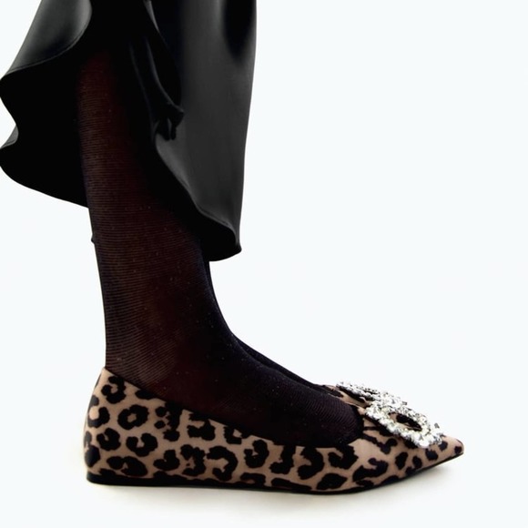 Zara Leopard Print Flats with Embellished Buckle - Picture 3 of 9